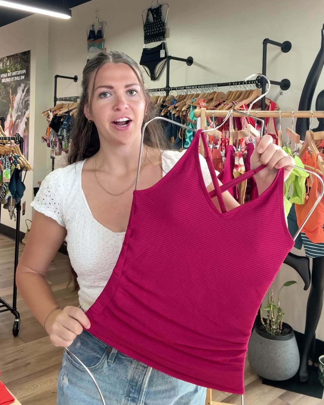 Flat Rib Berry V-Neck Tankini