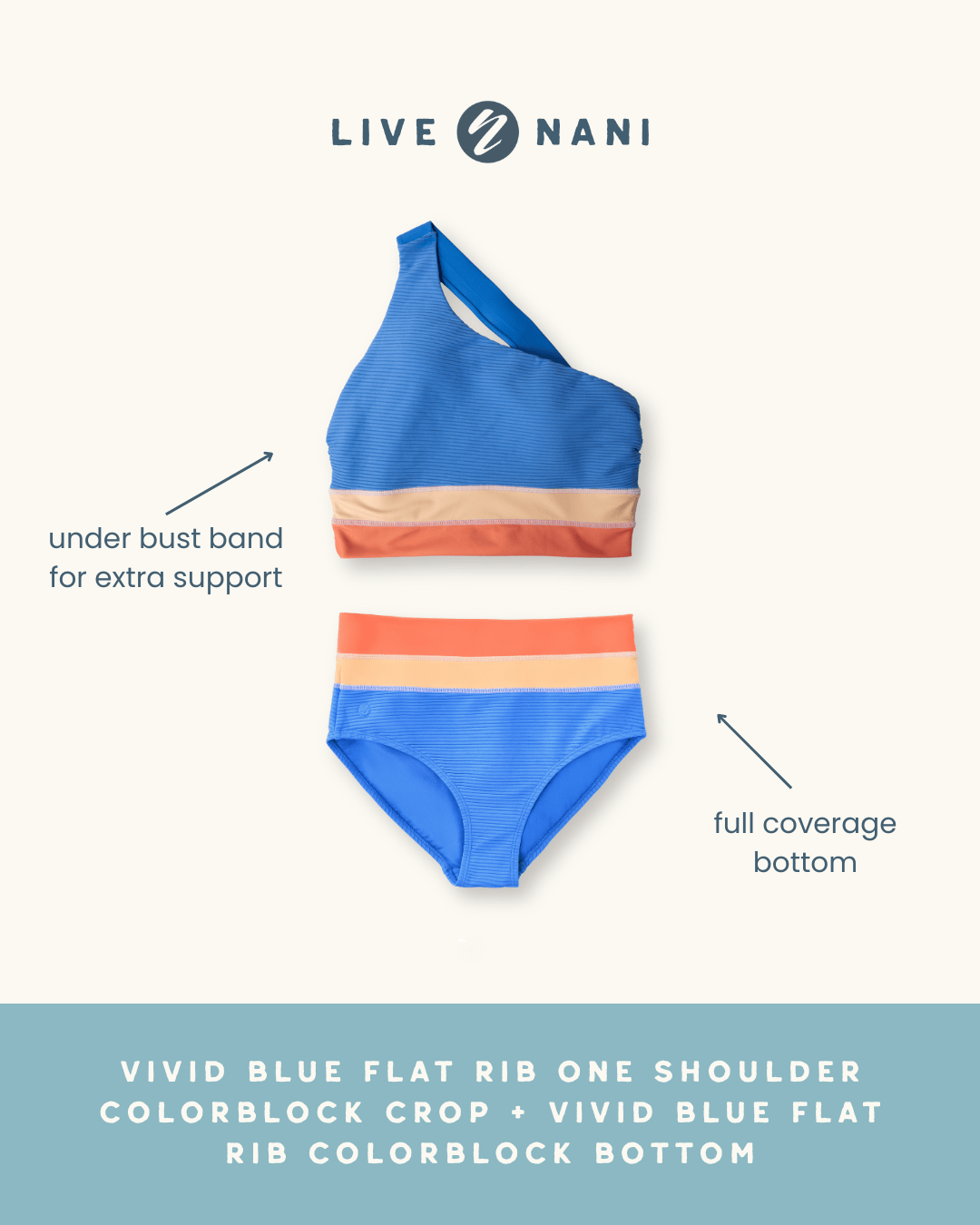 Vivid Blue Flat Rib Colorblock Bottom