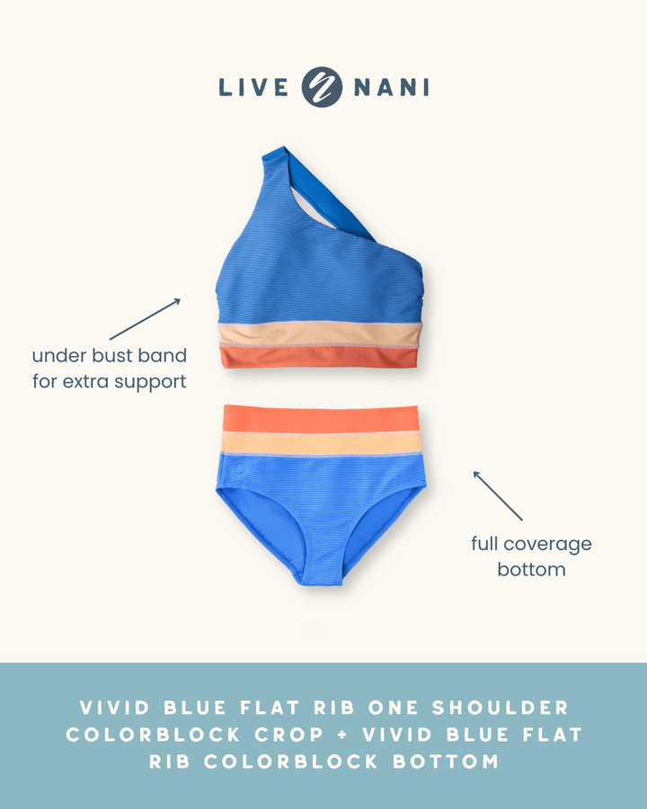 Vivid Blue Flat Rib Colorblock Bottom