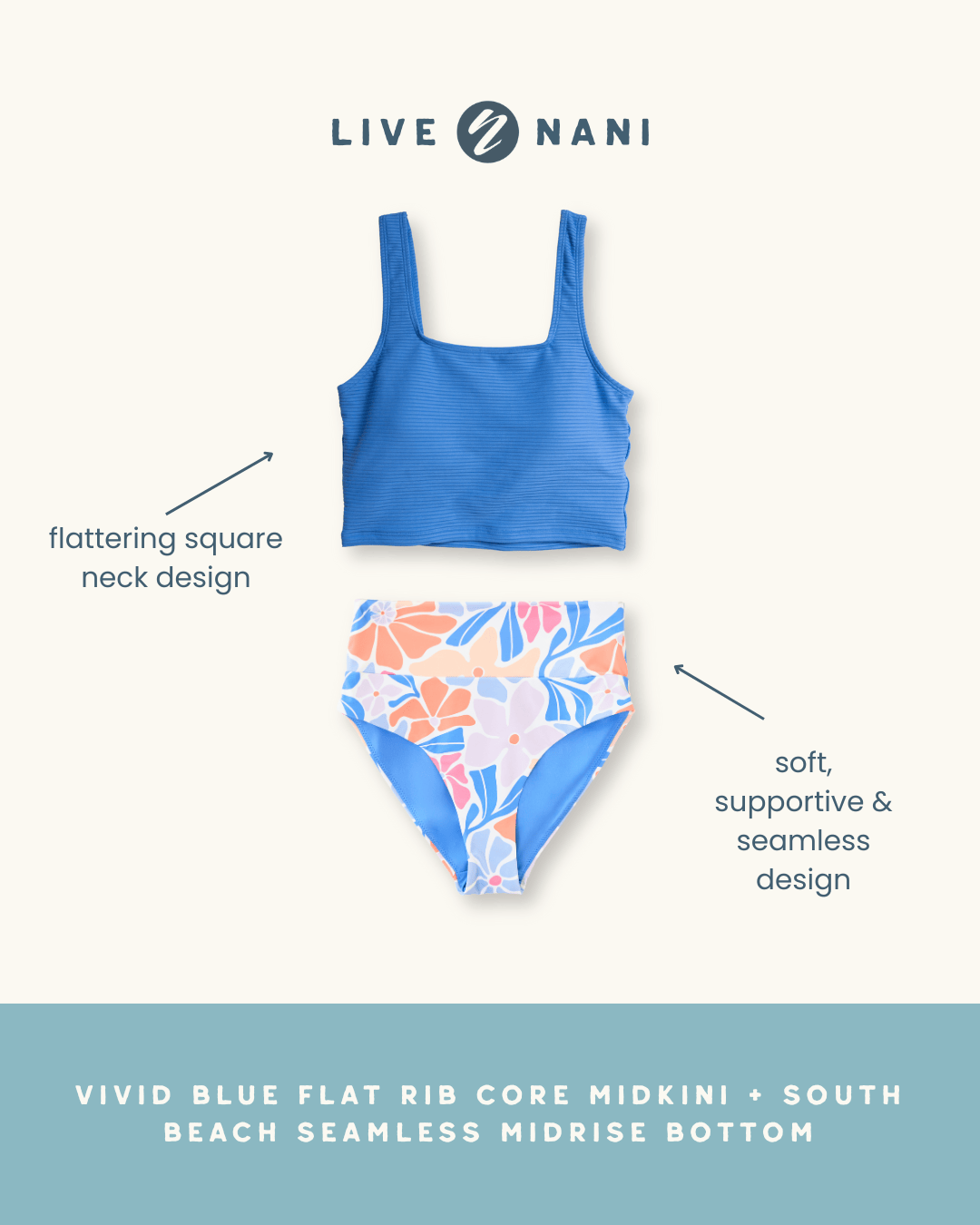 Vivid Blue Flat Rib Core Midkini