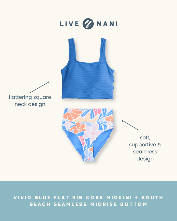 Vivid Blue Flat Rib Core Midkini