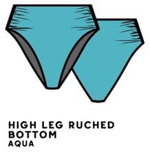 Aqua High Leg Ruched Bottom