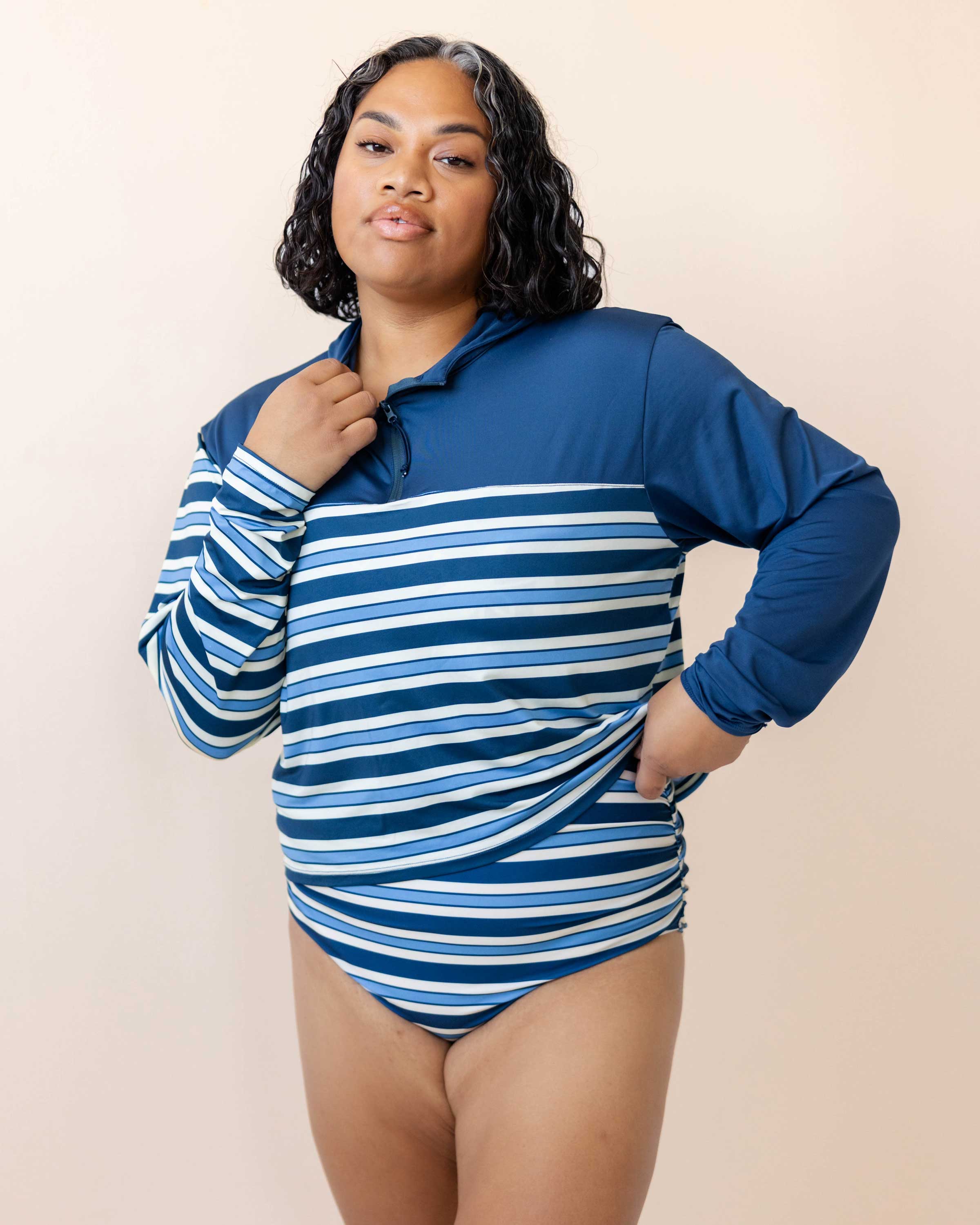 Monica Stripe Quarter Zip Sunshade – Nani Swimwear