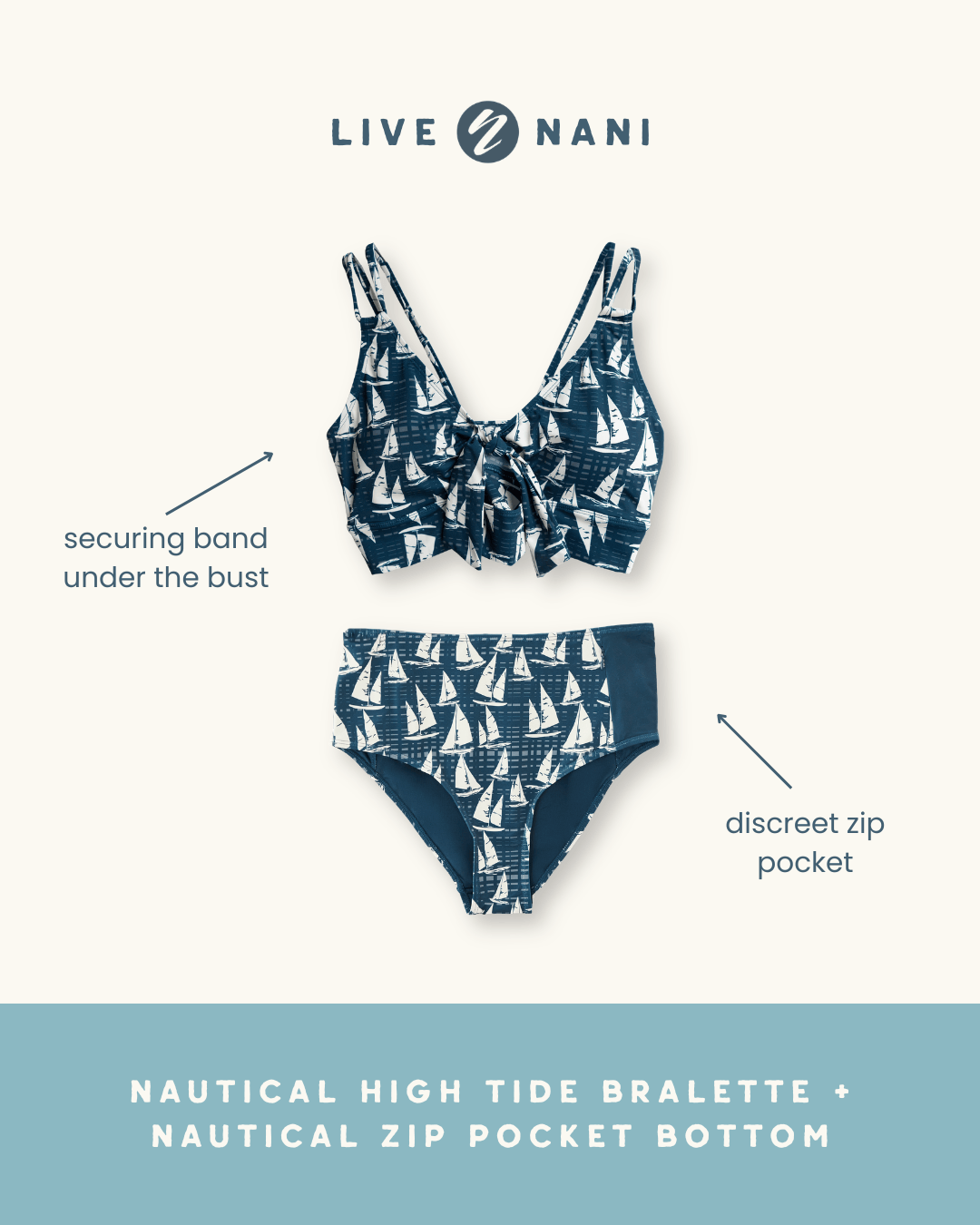 Nautical Zip Pocket Bottom