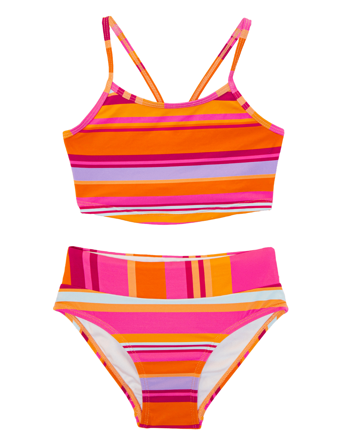 Girls Sunset Stripe Scoop Neck Crop Set