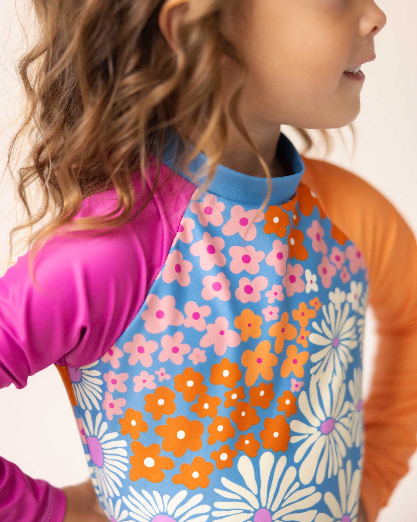 Floral Waves Mini Long Sleeve One Piece