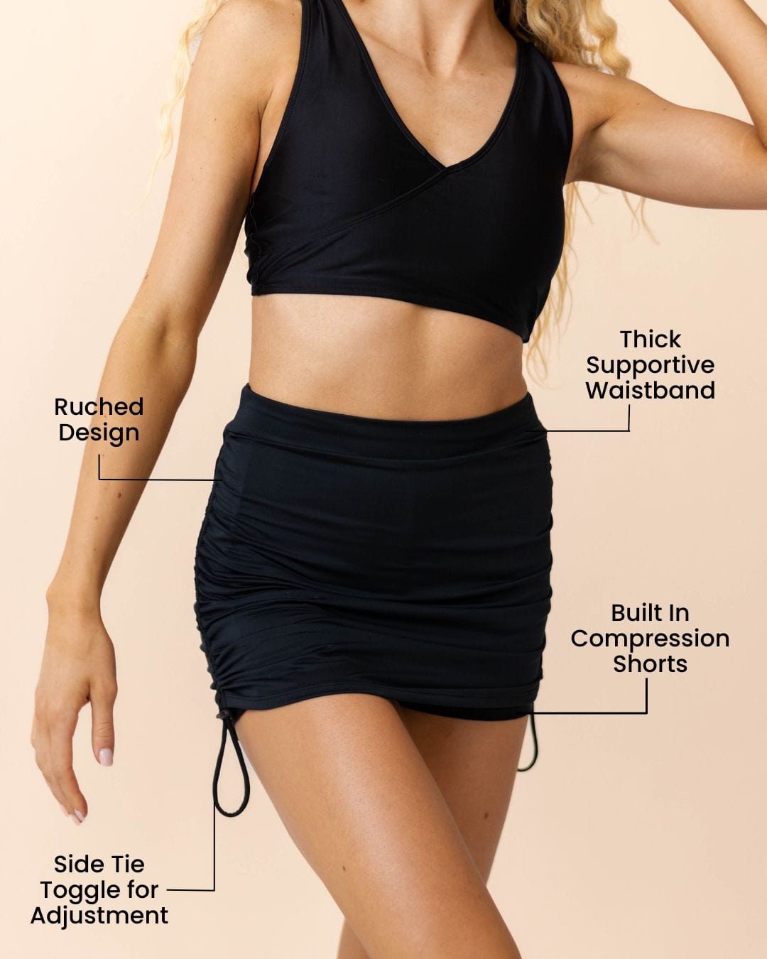 Ruched skirt black hotsell