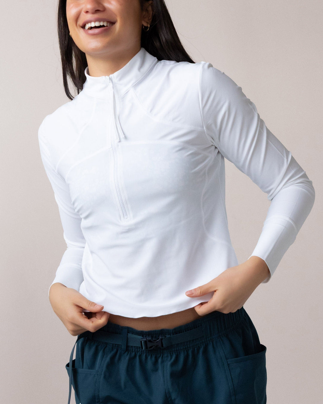 Vanilla Cropped Half Zip Rashguard