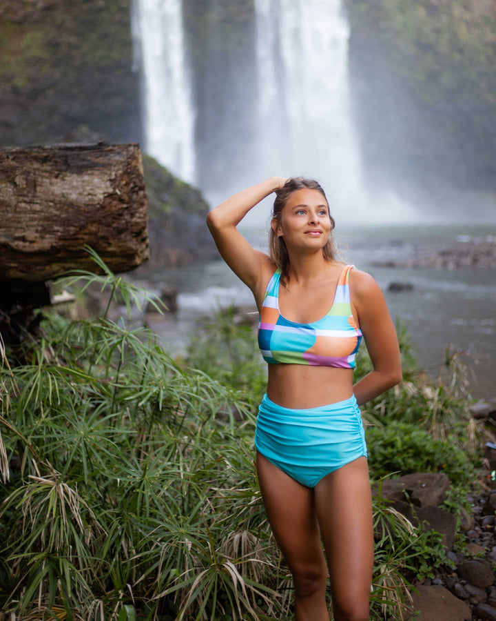 Aqua Ruched High Rise Bottom