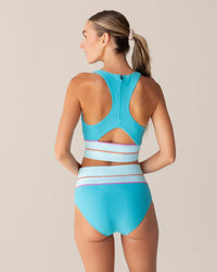 Aqua Flat Rib Colorblock Bottom