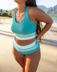 Seablue Flat Rib Colorblock Bottom