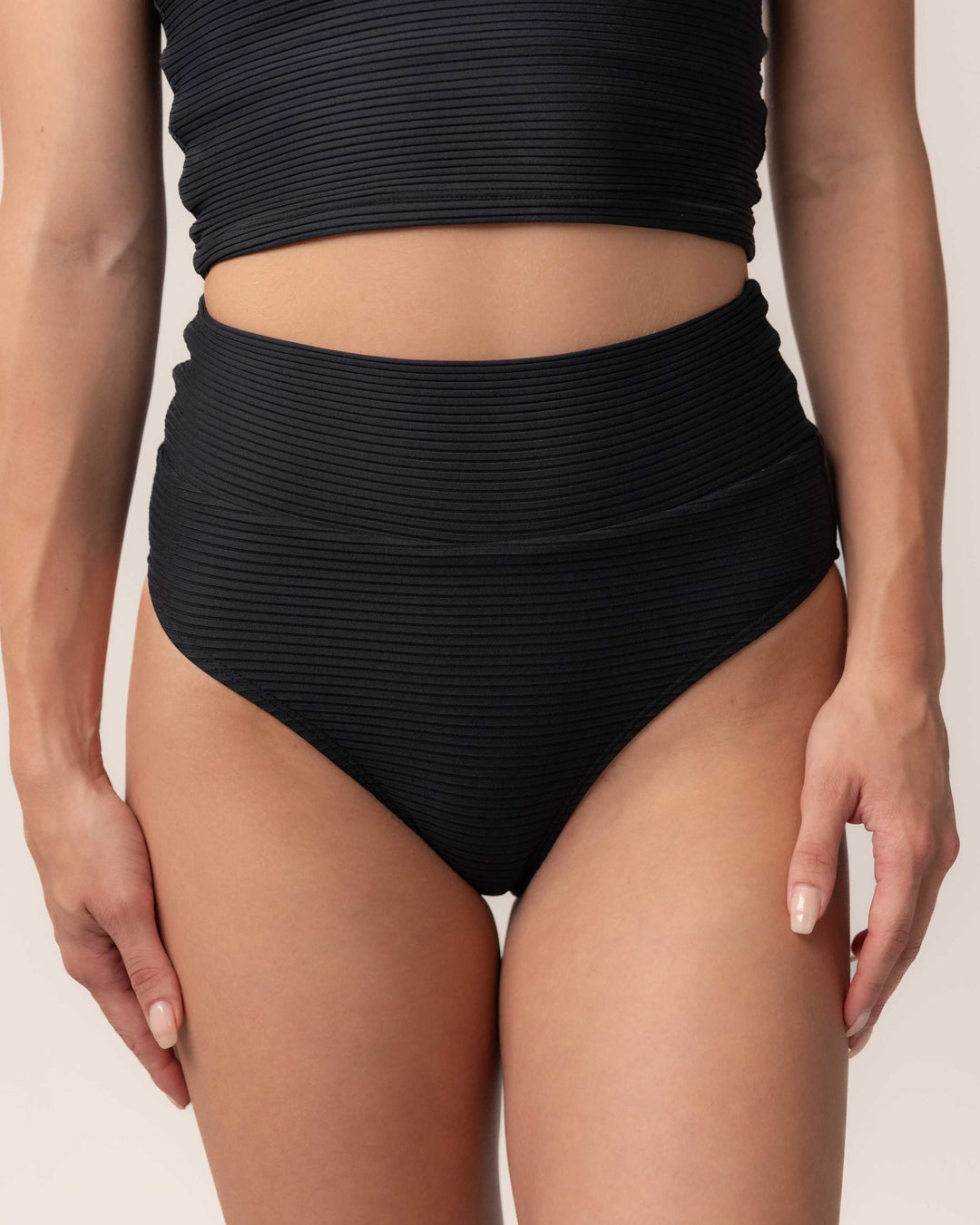 Black Flat Rib Mid Rise Bottom – Nani Swimwear1