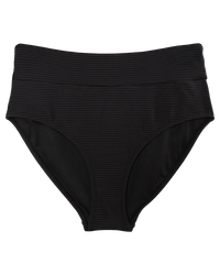 Black Flat Rib Mid Rise Bottom