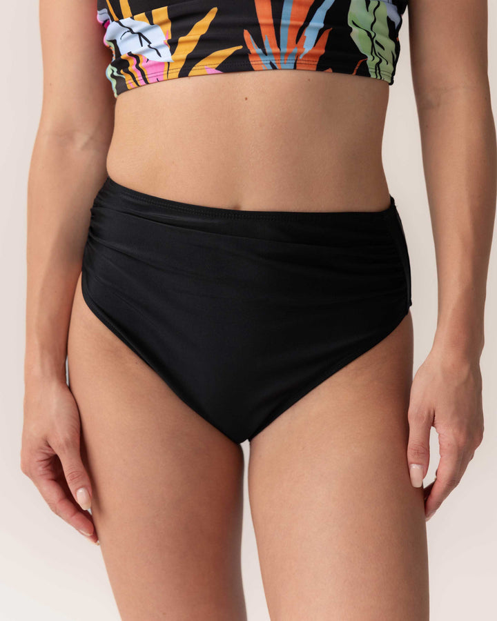 Black High Leg Ruched Bottom