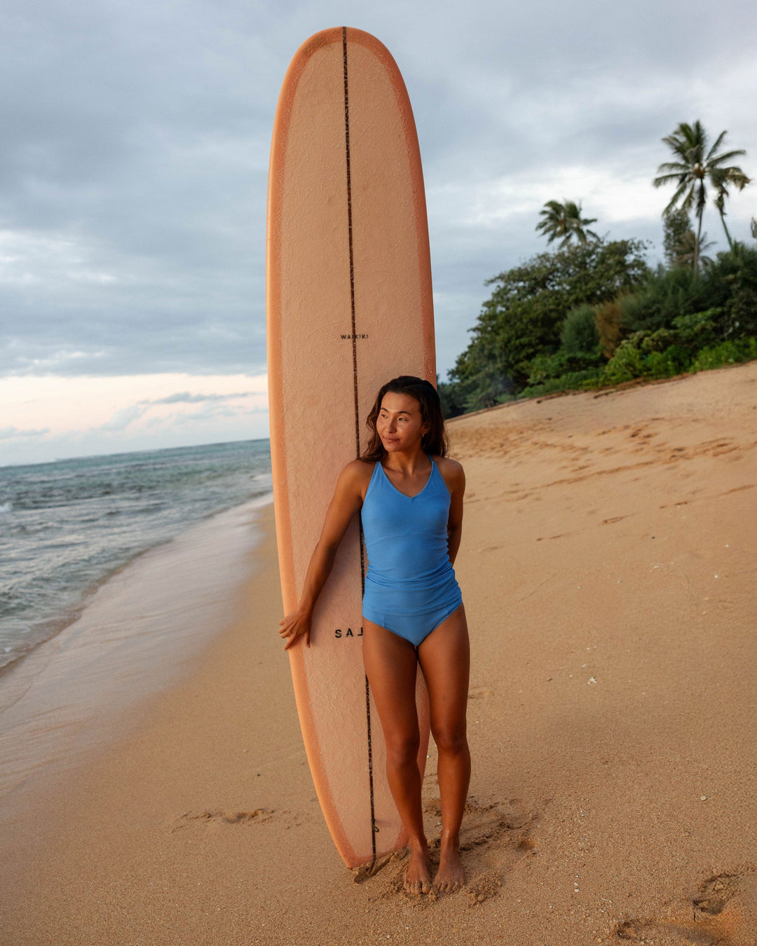 Vivid Blue Flat Rib V-Neck Tankini