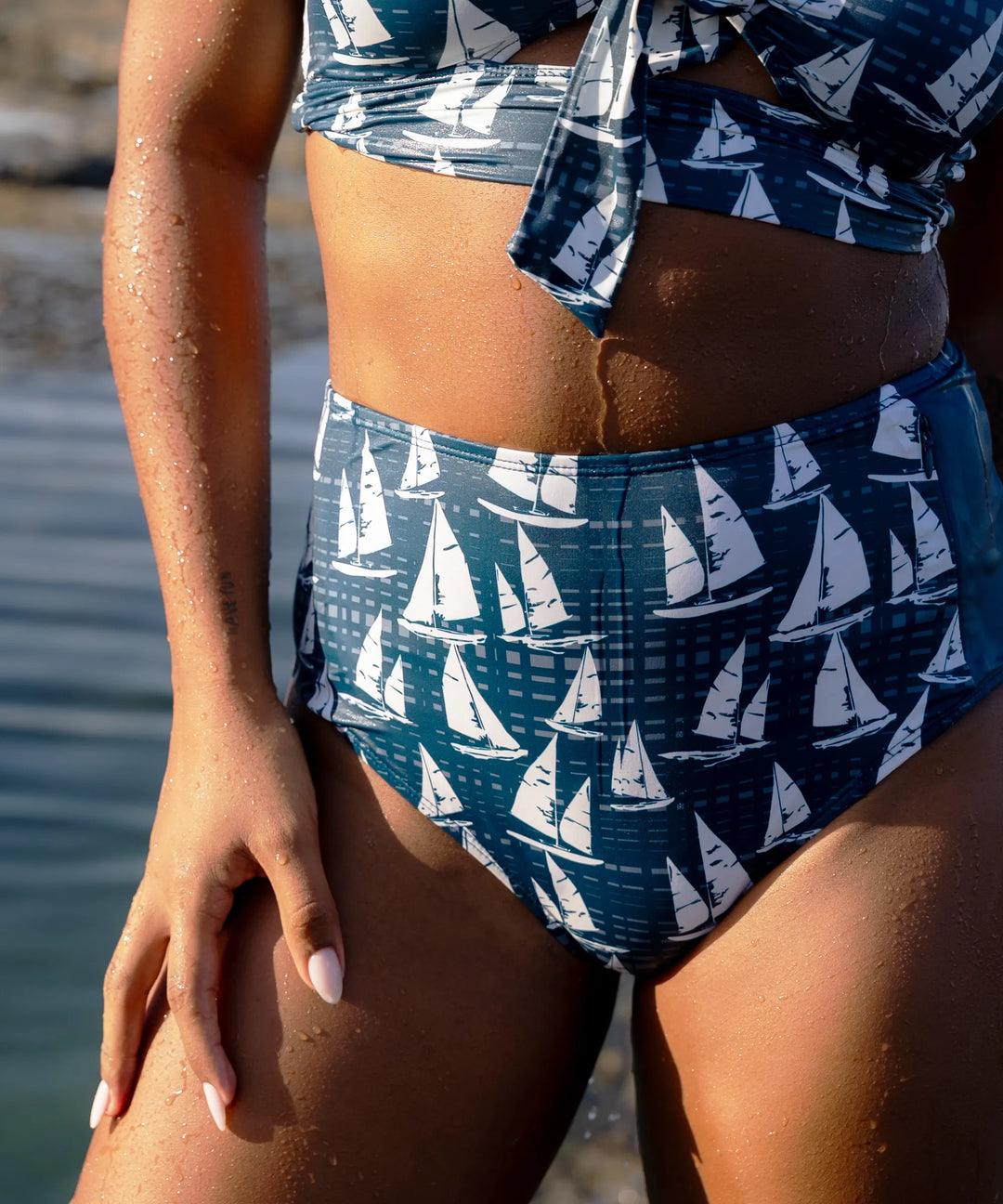 Nautical Zip Pocket Bottom