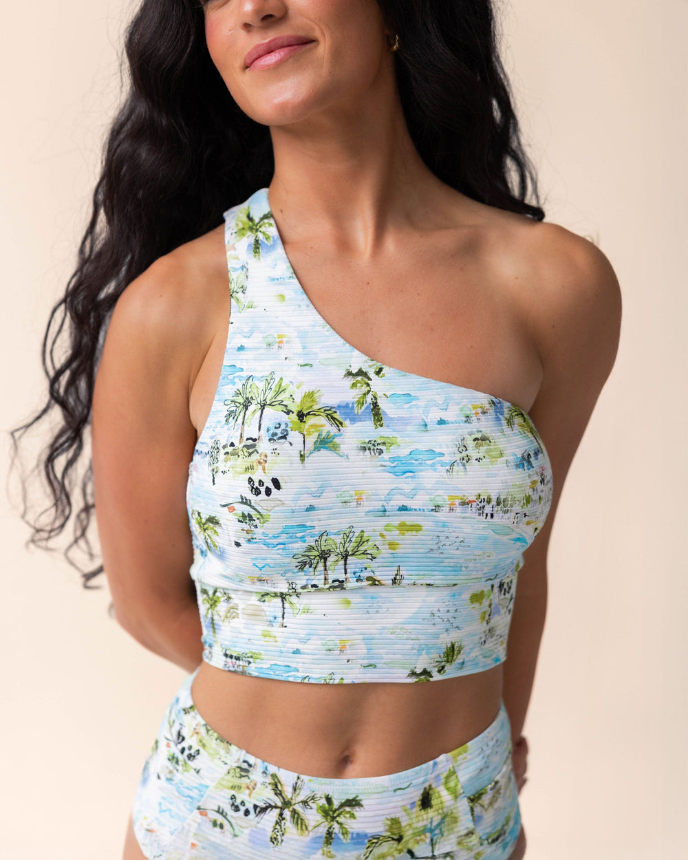 Beach Break Flat Rib One Shoulder Crop