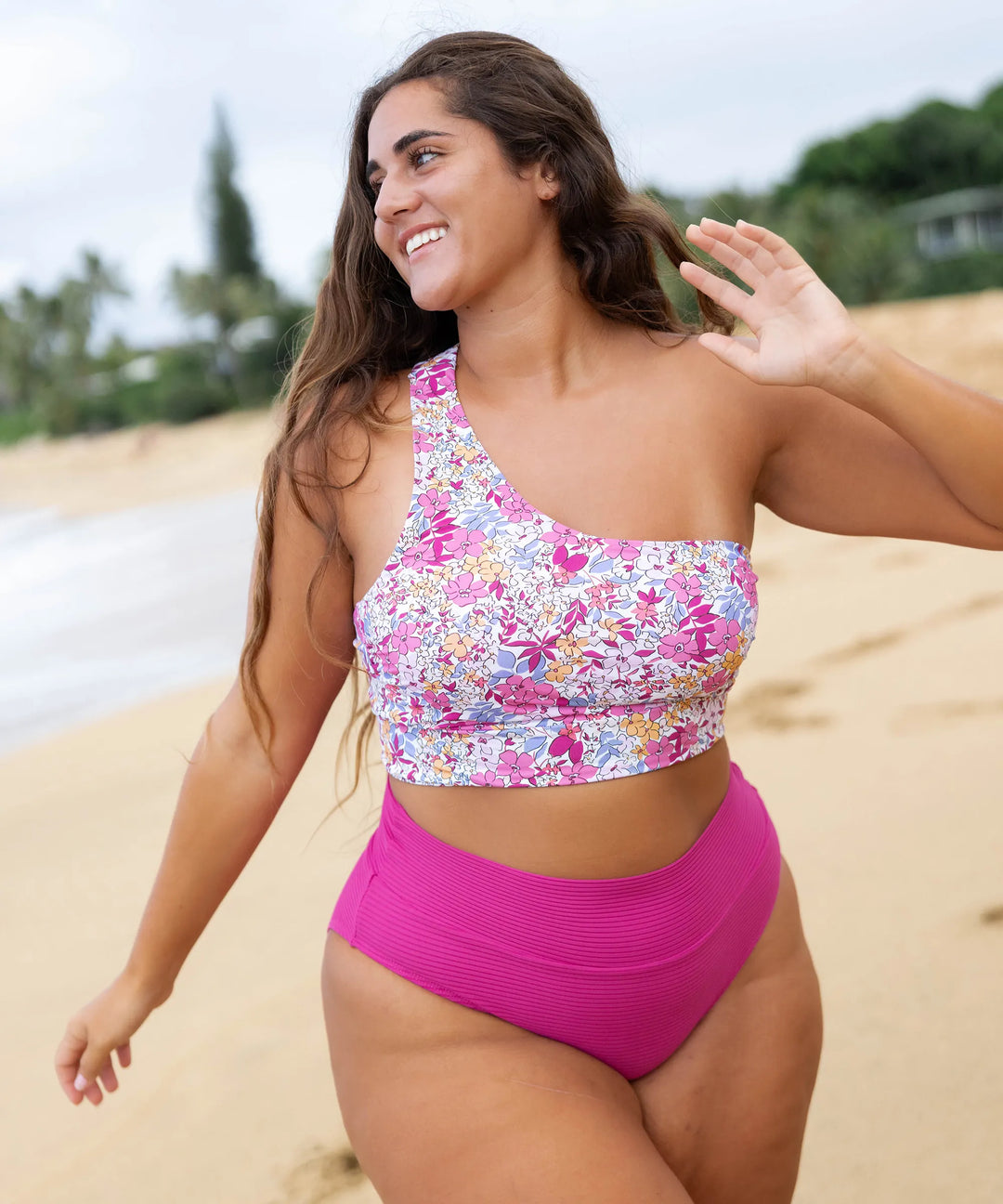 Beach Blossom One Shoulder Crop