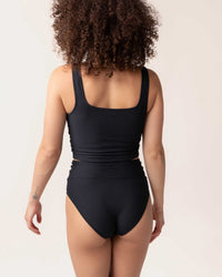 Black Flat Rib Core Midkini