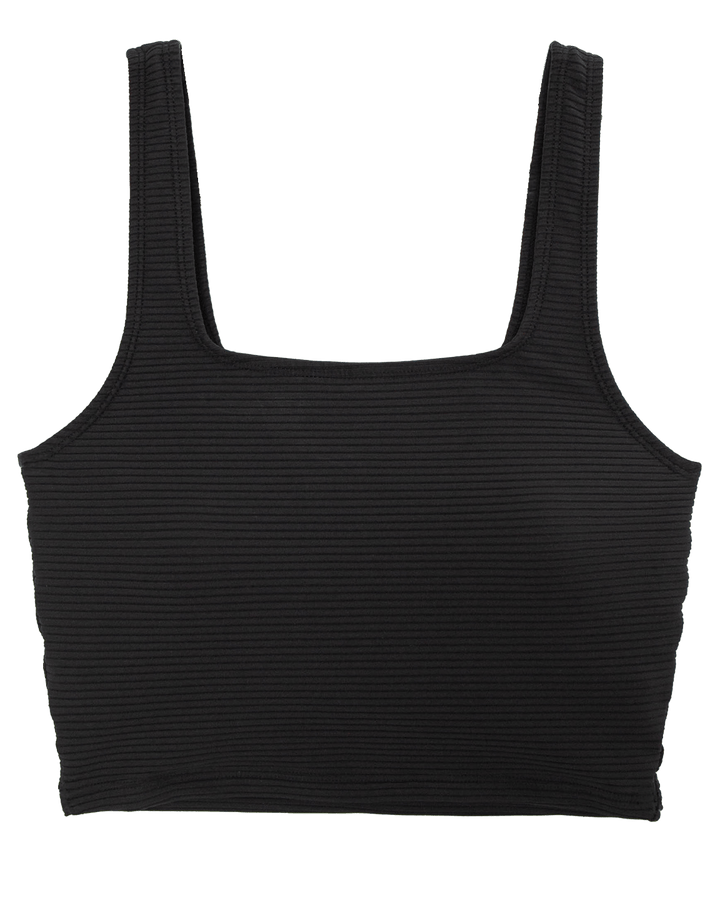 Black Flat Rib Core Midkini