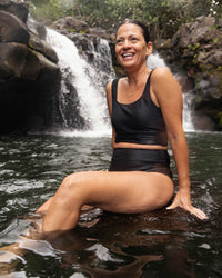 Black Flat Rib Core Midkini