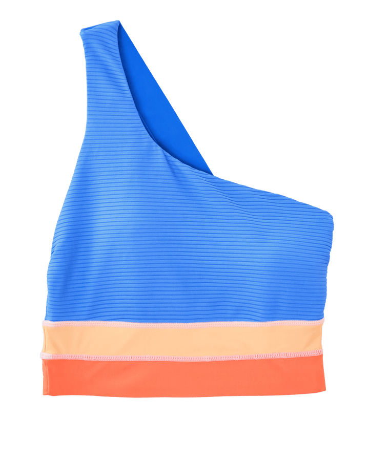 Vivid Blue Flat Rib One Shoulder Colorblock