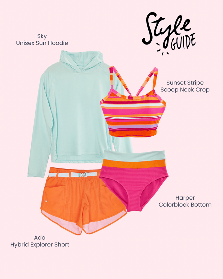 Sunset Stripe Scoop Neck Crop
