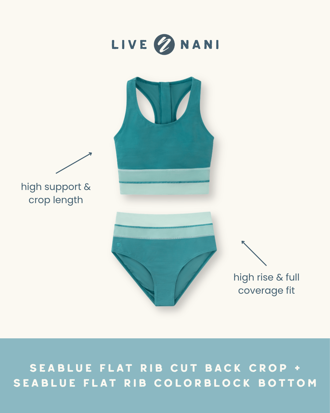 Seablue Flat Rib Colorblock Bottom