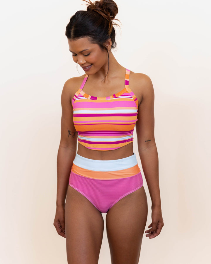 Sunset Stripe Scoop Neck Crop