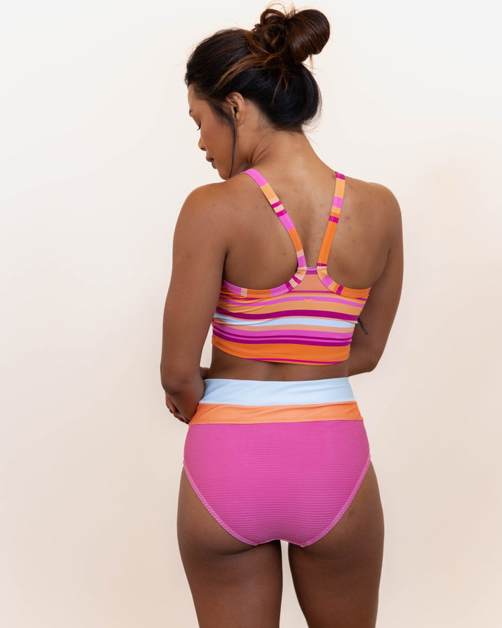Sunset Stripe Scoop Neck Crop