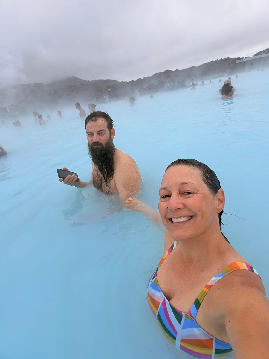 Karen S. wearing the Rockpoint Harbor One Piece