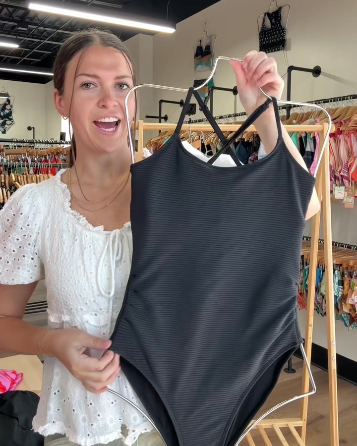 Black Flat Rib Stevie One Piece