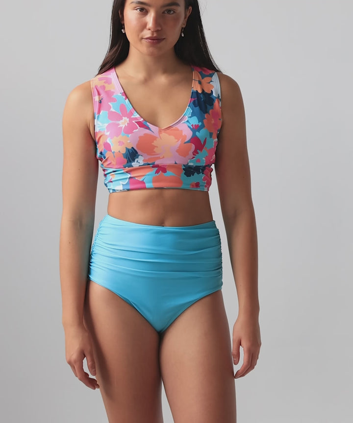 Aqua Ruched High Rise Bottom