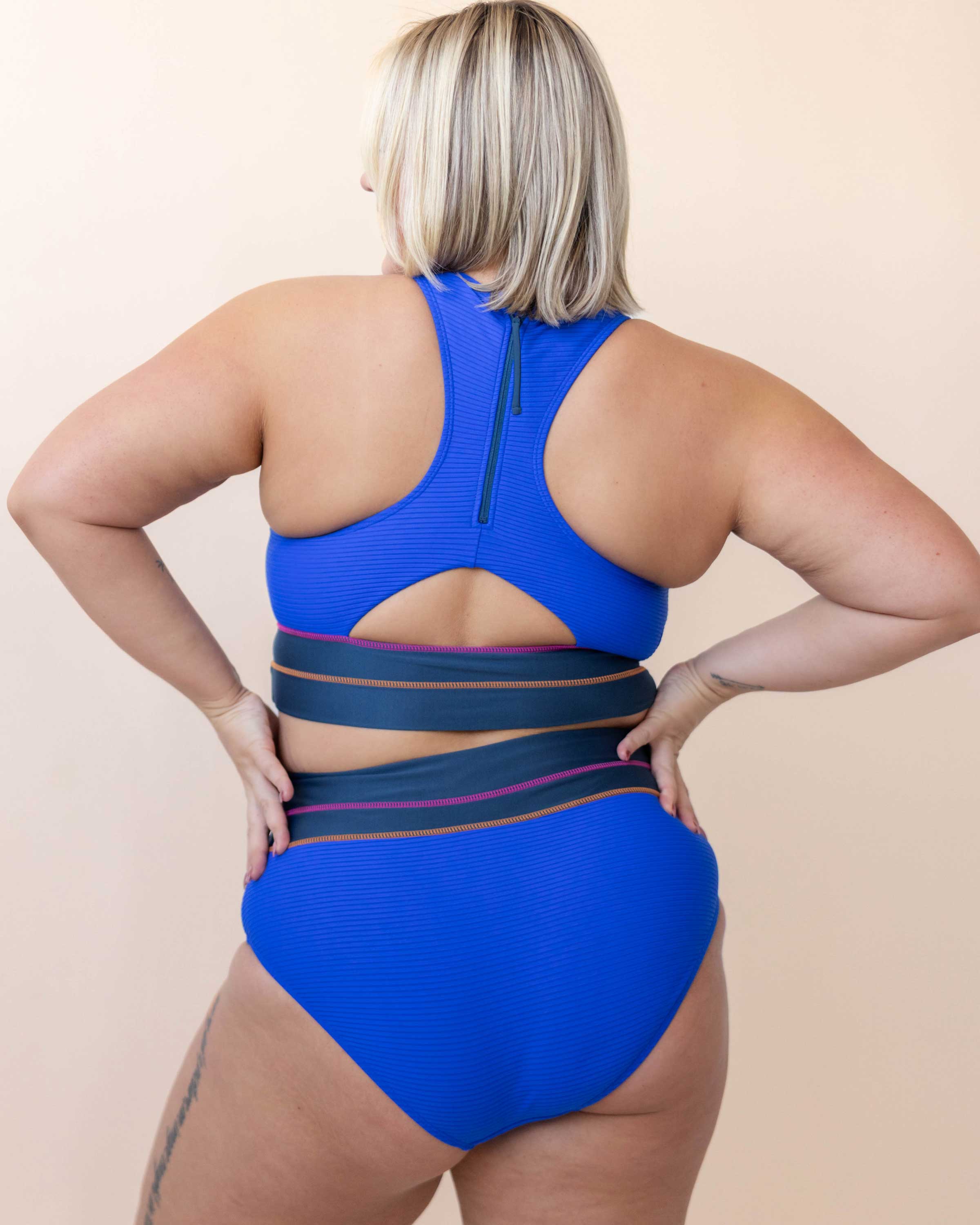 Flat Rib Cobalt Cut Back Crop – Nani Swimwear