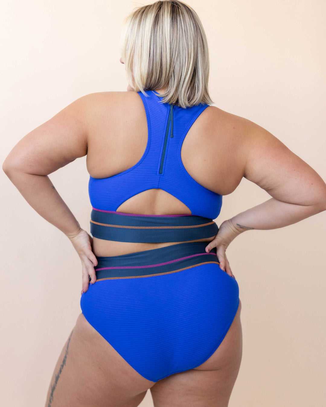 Flat Rib Cobalt Cut Back Crop