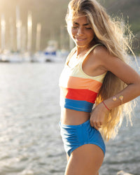 Bay Blue High Leg Ruched Bottom