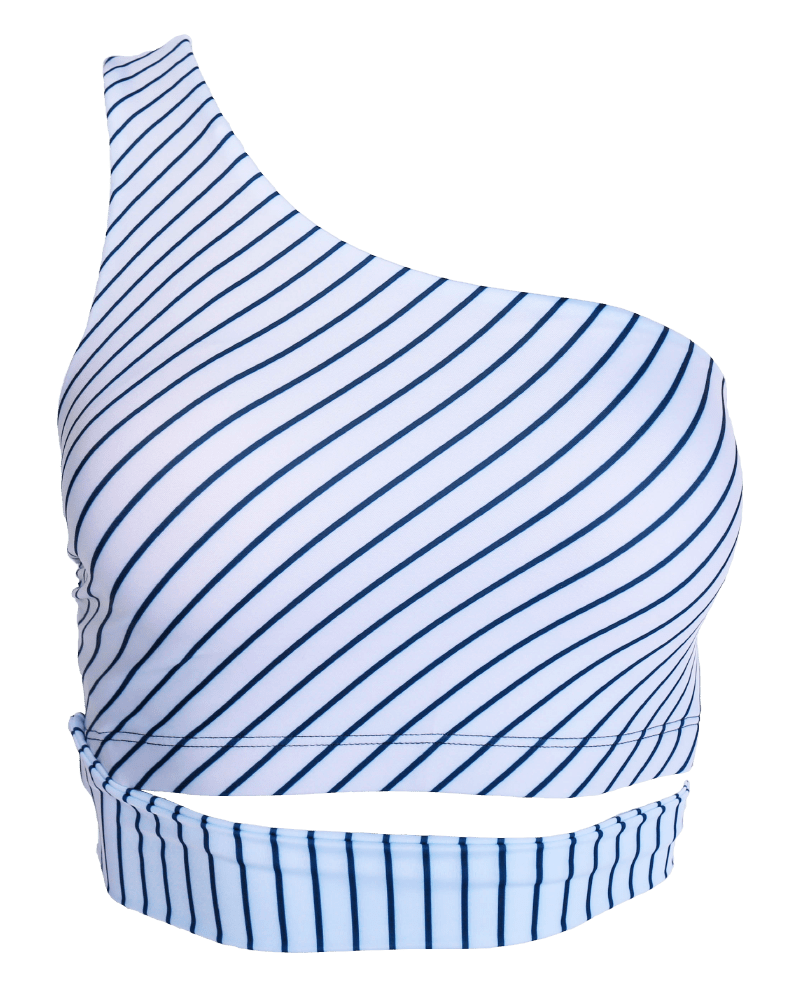 Pinstripe One Shoulder Crop Top