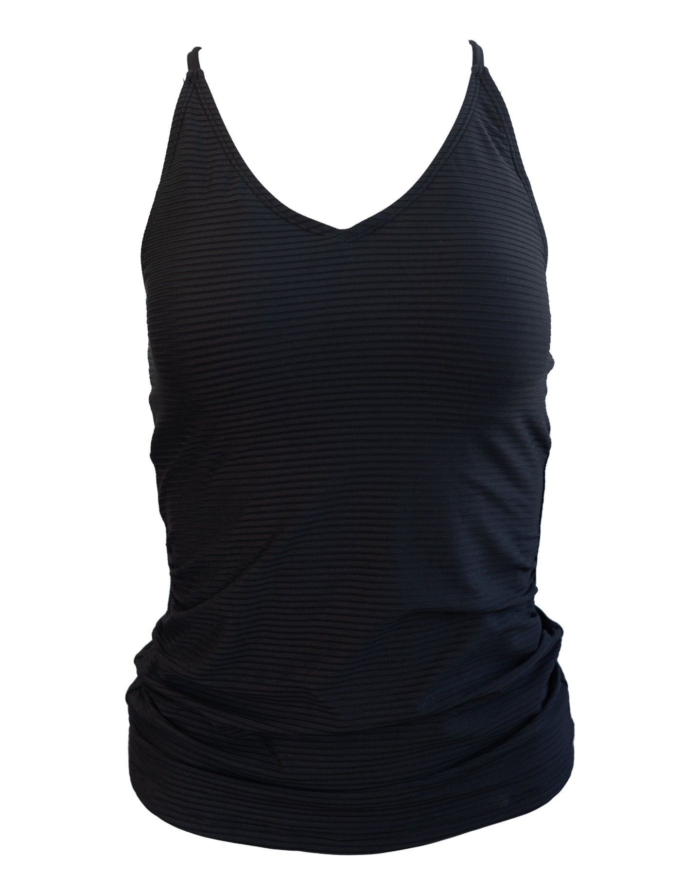 Black Spiced Tropical V-Neck Tankini Top