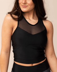 Black Mesh Racerback Crop